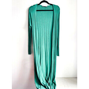 Zara Teal Green Plisé texture Slinky open Front Cardigan M